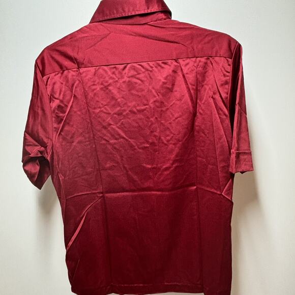 Vtg Arnel Nylon Men’s Short Sleeve Dress Shirt Button Front Pocket Red Size M - Picture 2 of 7